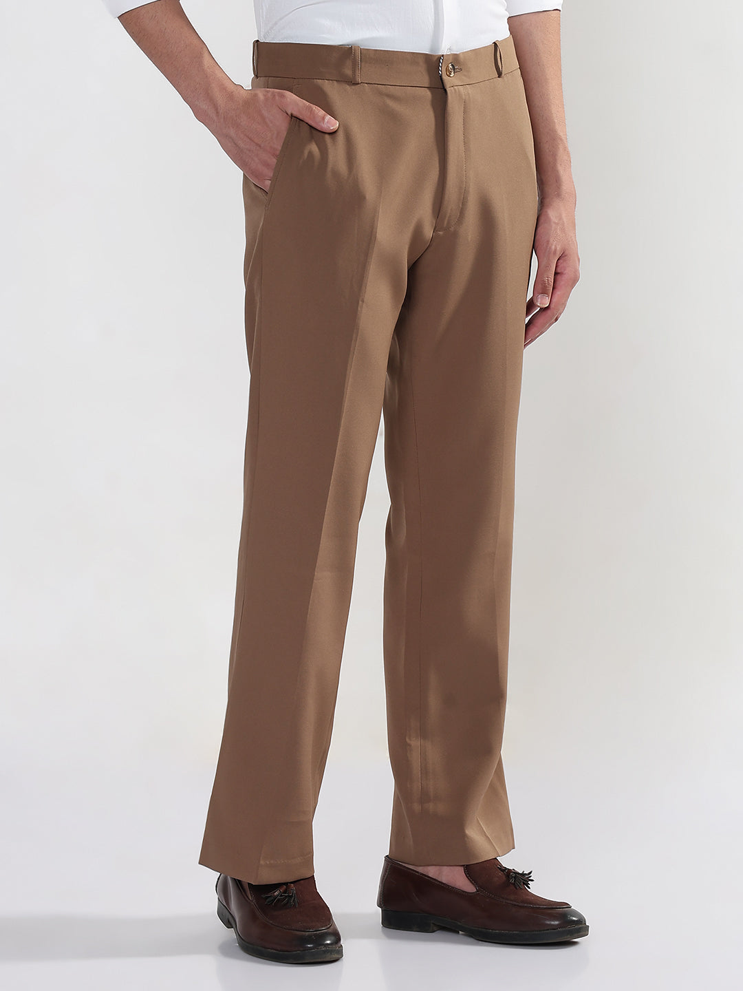 Men's Brown Relaxed Fit Korean Trousers