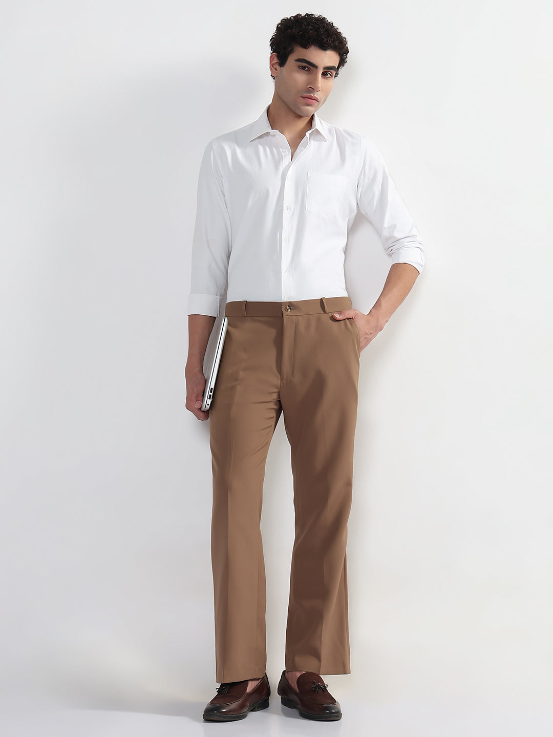 Men's Brown Relaxed Fit Korean Trousers
