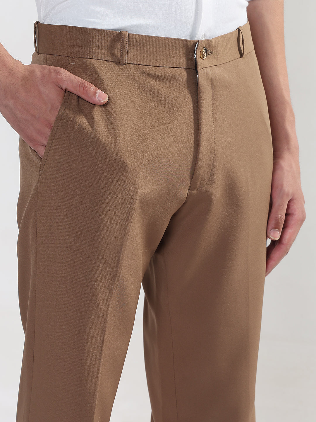 Men's Brown Relaxed Fit Korean Trousers
