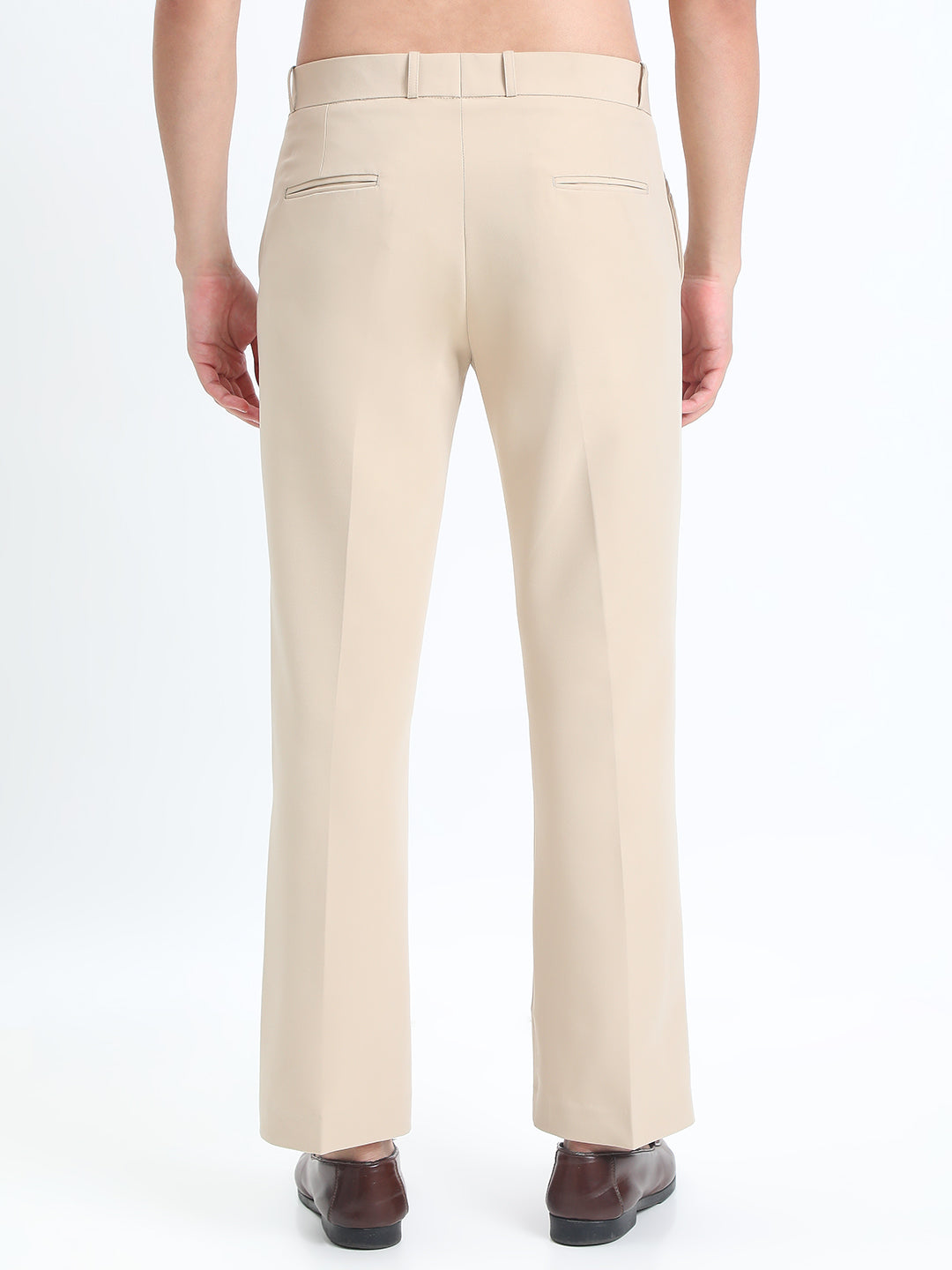 Men's Cream Straight Fit Formal Korean Trousers