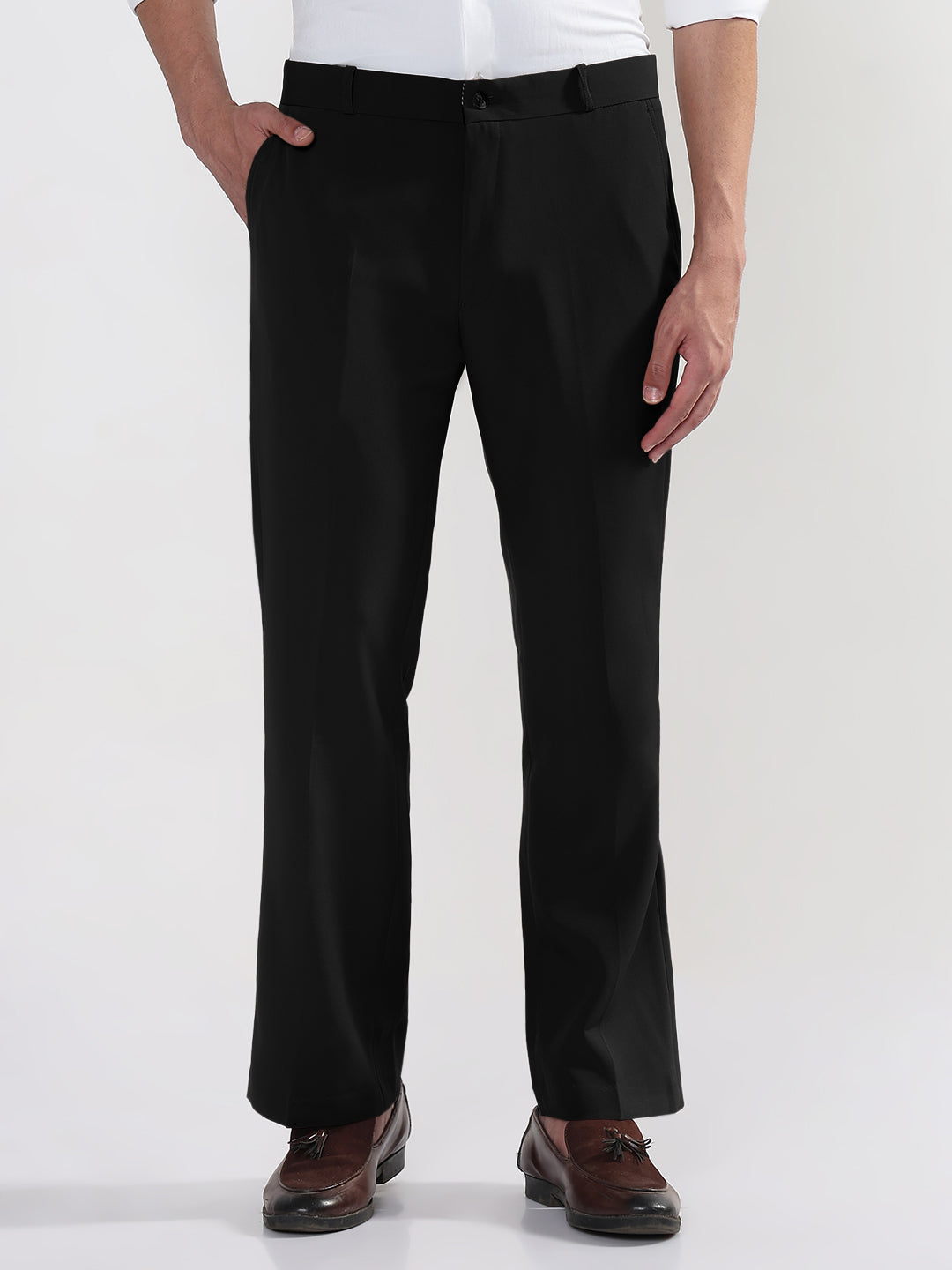 Men's Black Regular Fit Korean Trousers