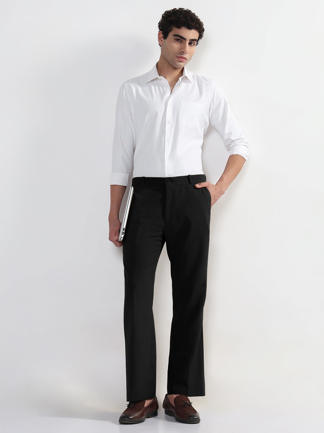 Men's Black Regular Fit Korean Trousers