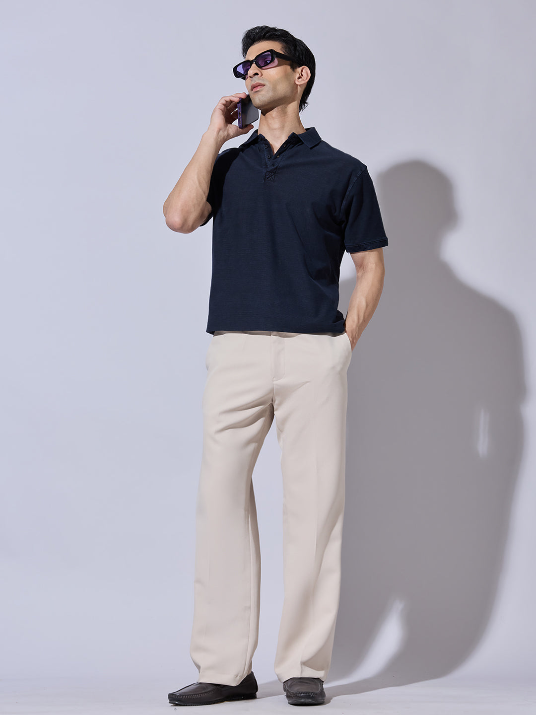 Men's Cream Bootcut Fit Trousers