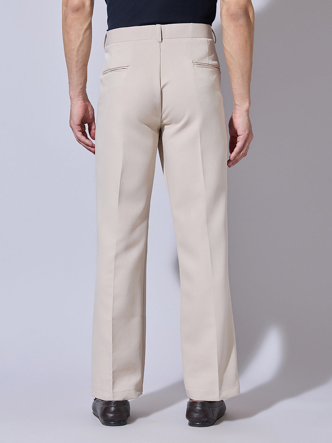 Men's Cream Bootcut Fit Trousers