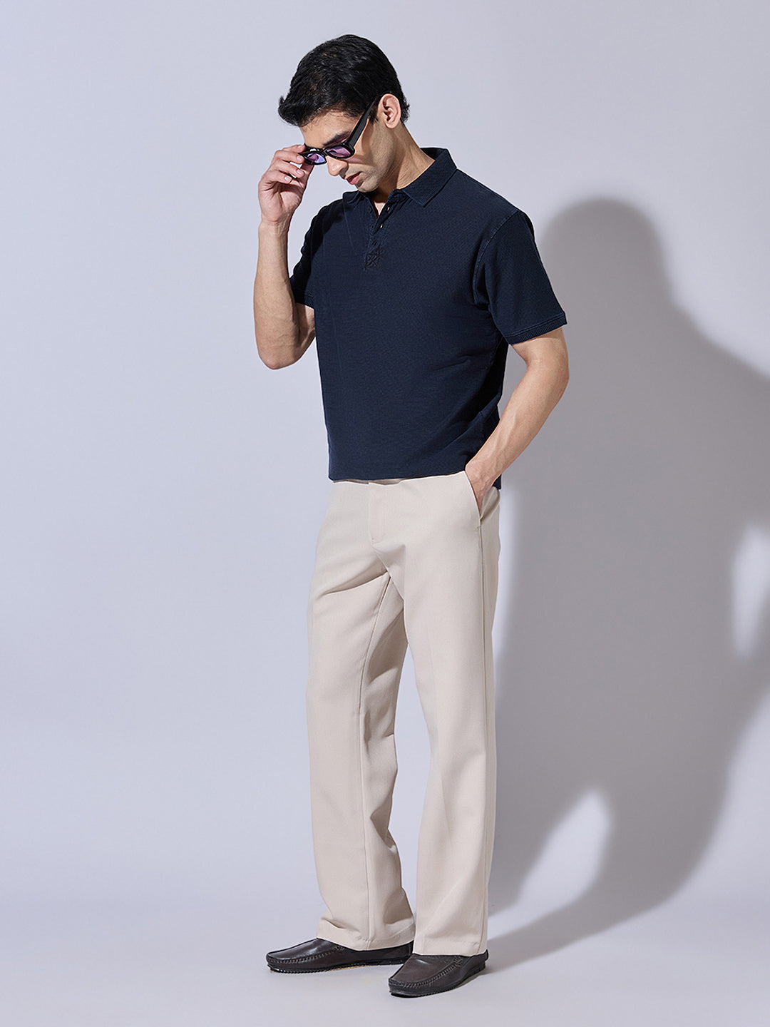 Men's Cream Bootcut Fit Trousers