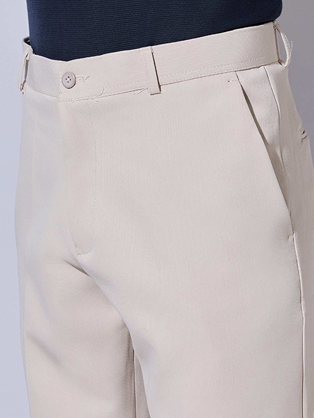 Men's Cream Bootcut Fit Trousers