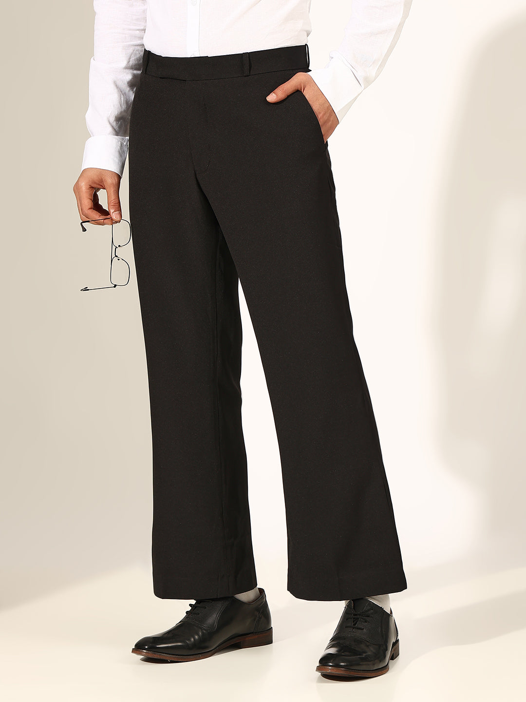 Men's Flared Black Formal Korean Trousers