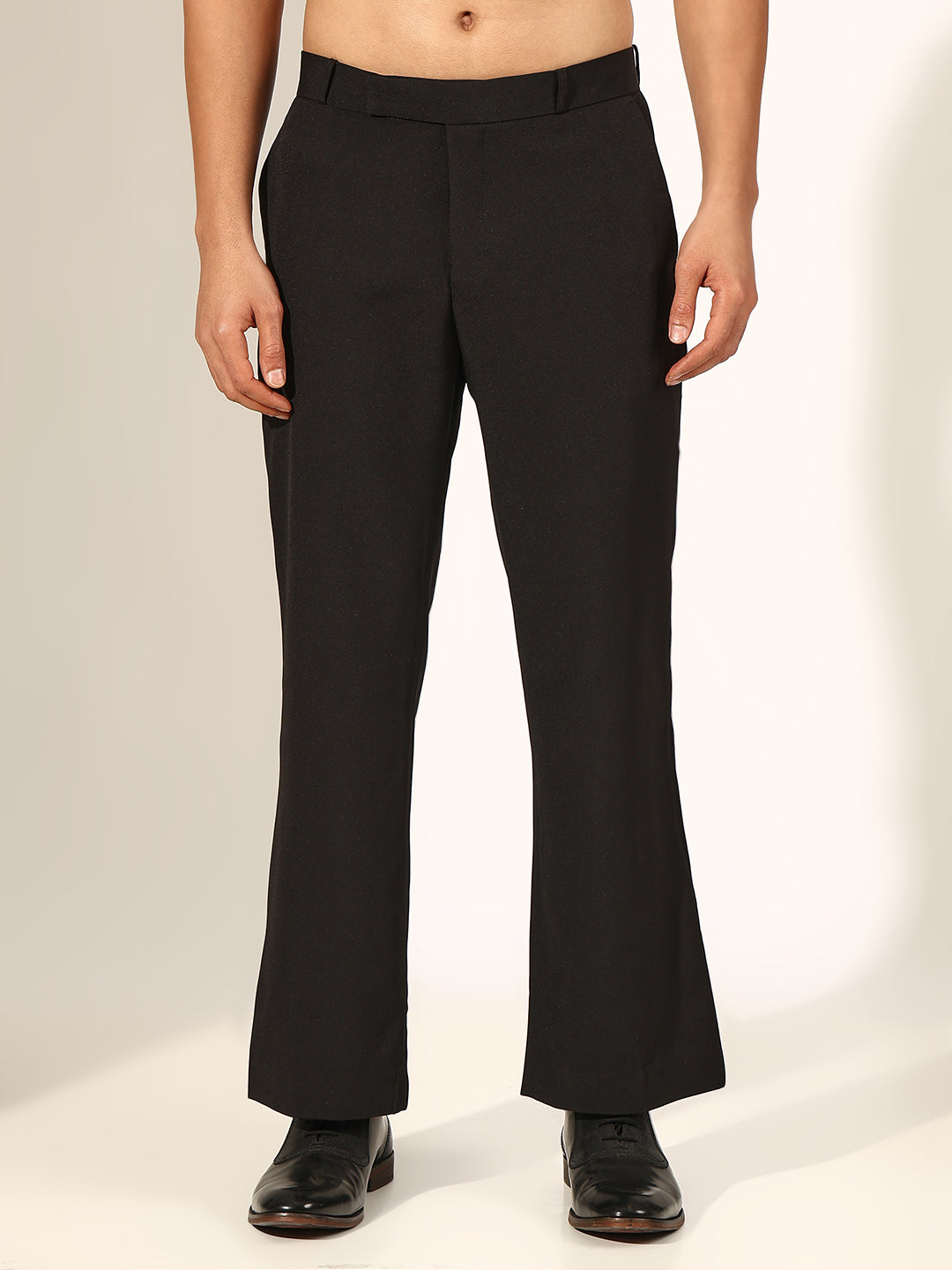 Men's Flared Black Formal Korean Trousers