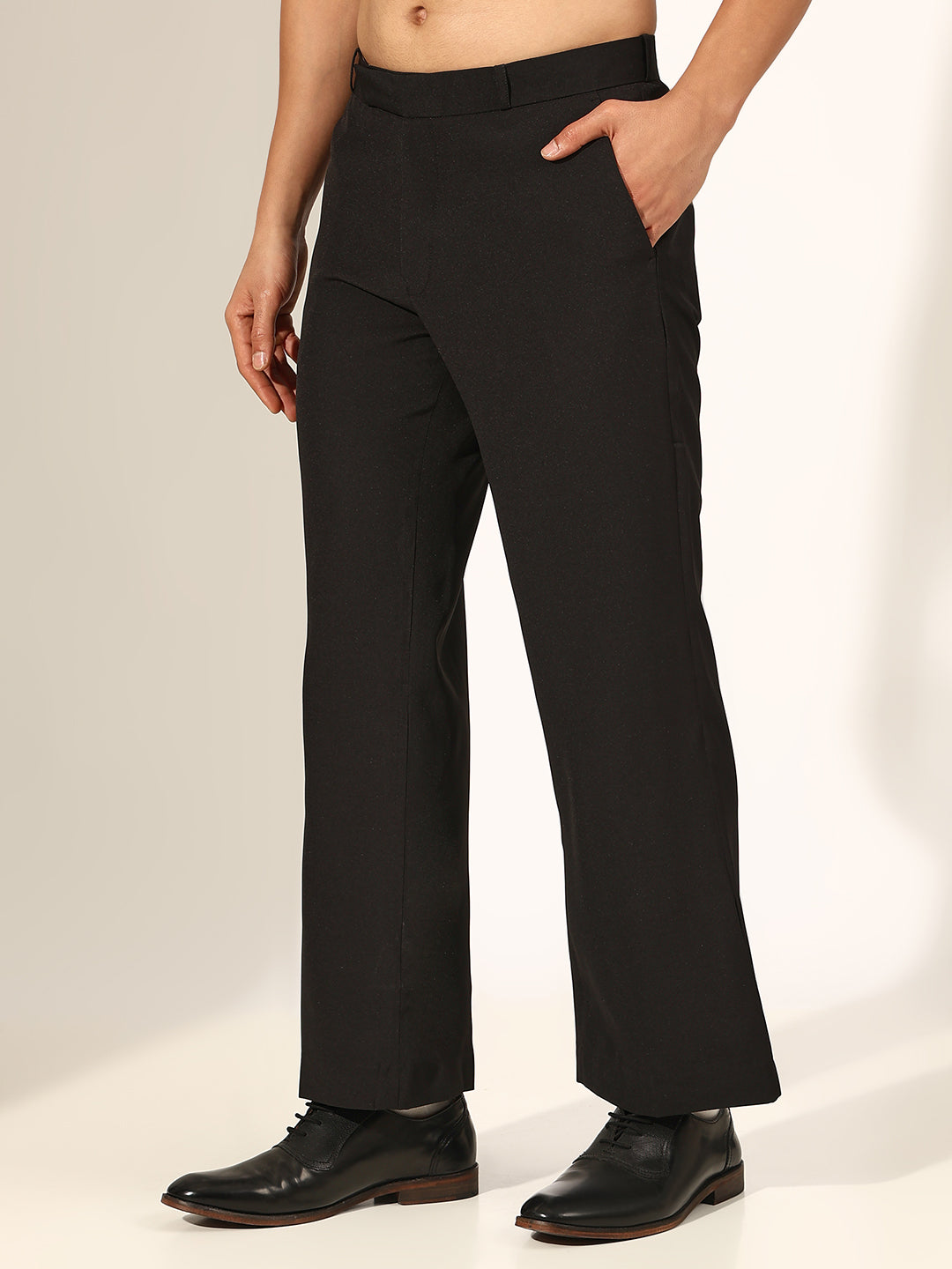 Men's Flared Black Formal Korean Trousers