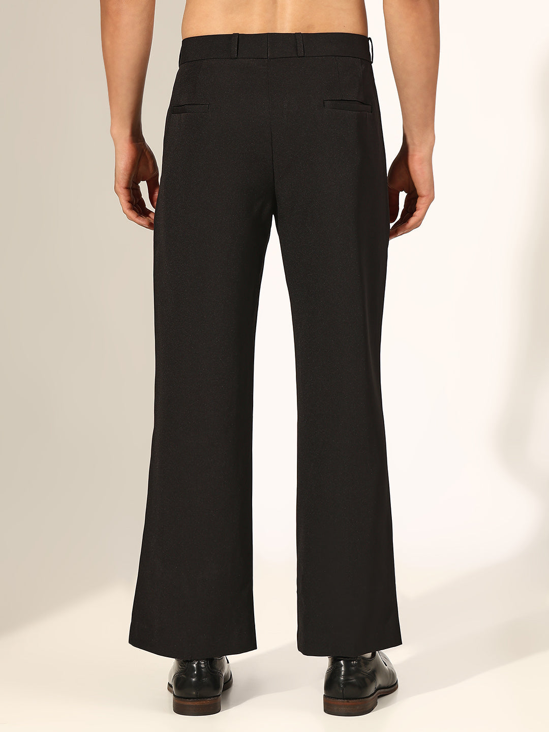Men's Flared Black Formal Korean Trousers