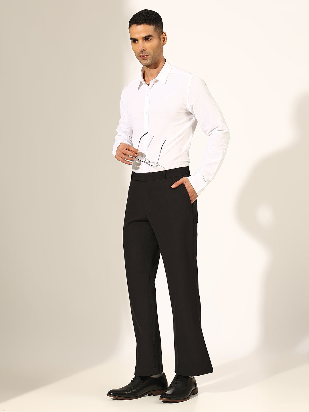 Men's Flared Black Formal Korean Trousers