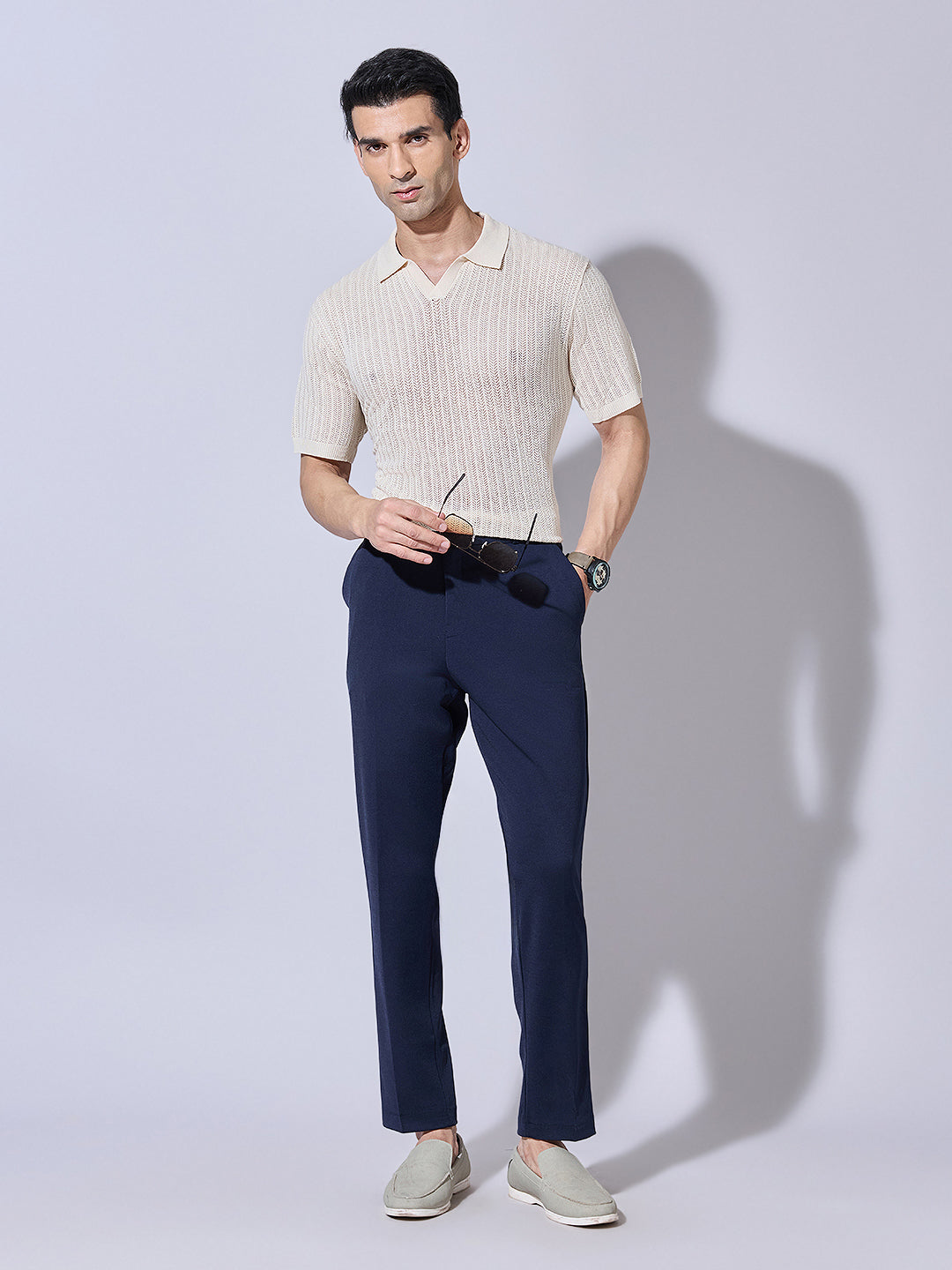 Men's Navy Blue Korean Slim Fit Trousers
