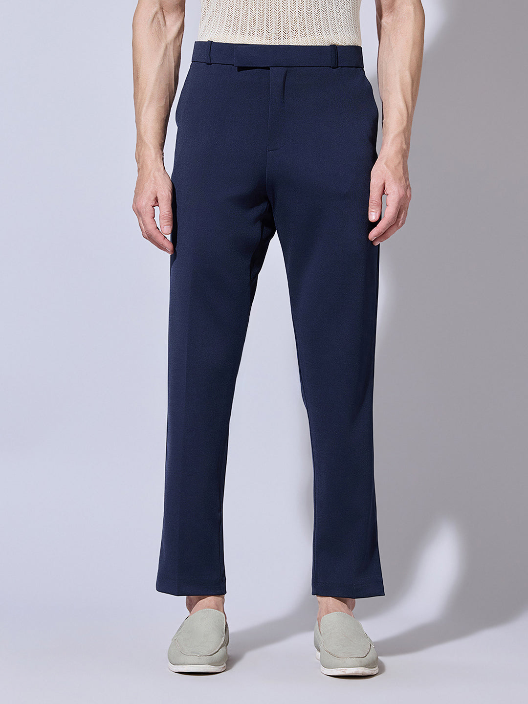 Men's Navy Blue Korean Slim Fit Trousers