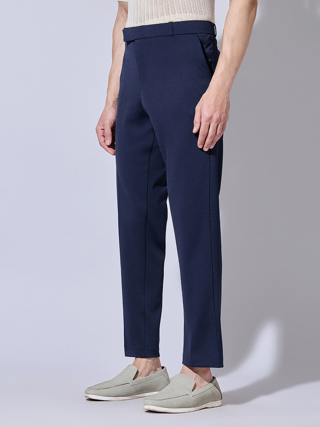 Men's Navy Blue Korean Slim Fit Trousers