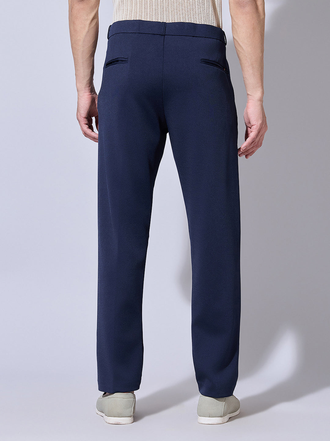 Men's Navy Blue Korean Slim Fit Trousers