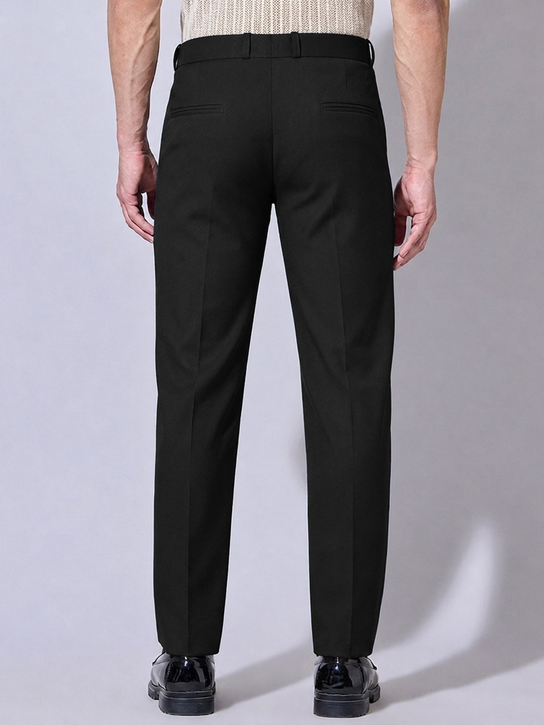 Men’s Black Striaght Fit Pleated Formal Trousers
