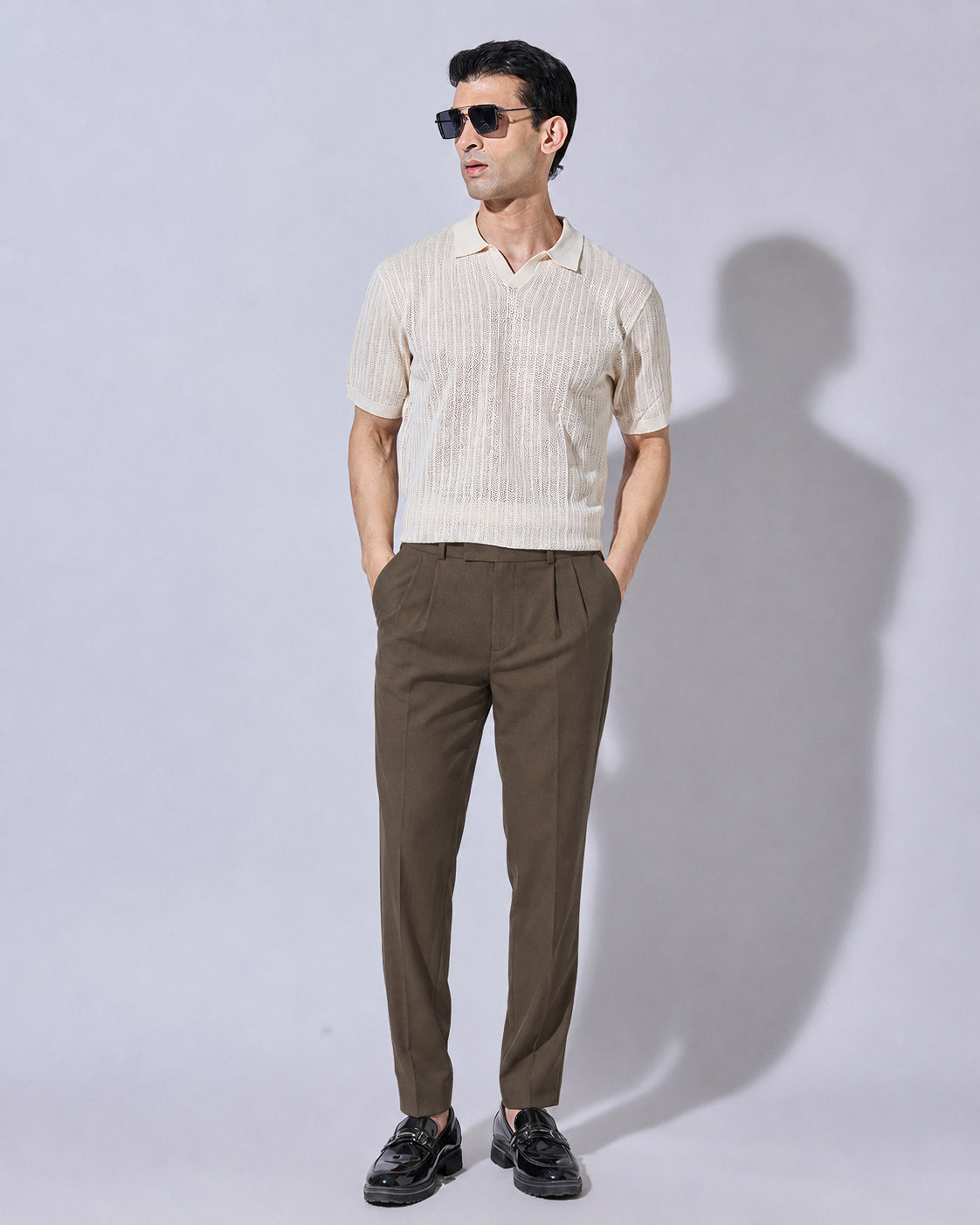 Men’s Brown Striaght Fit Pleated Formal Trousers