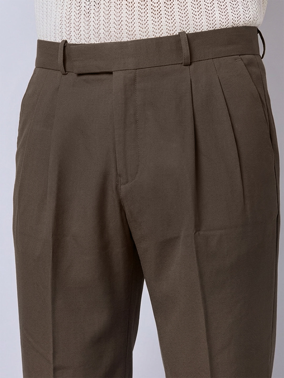 Men’s Brown Striaght Fit Pleated Formal Trousers
