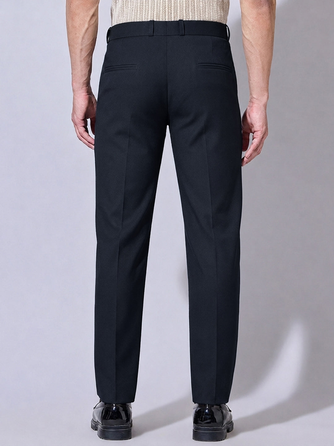 Men’s Navy Blue Striaght Fit Pleated Formal Trousers