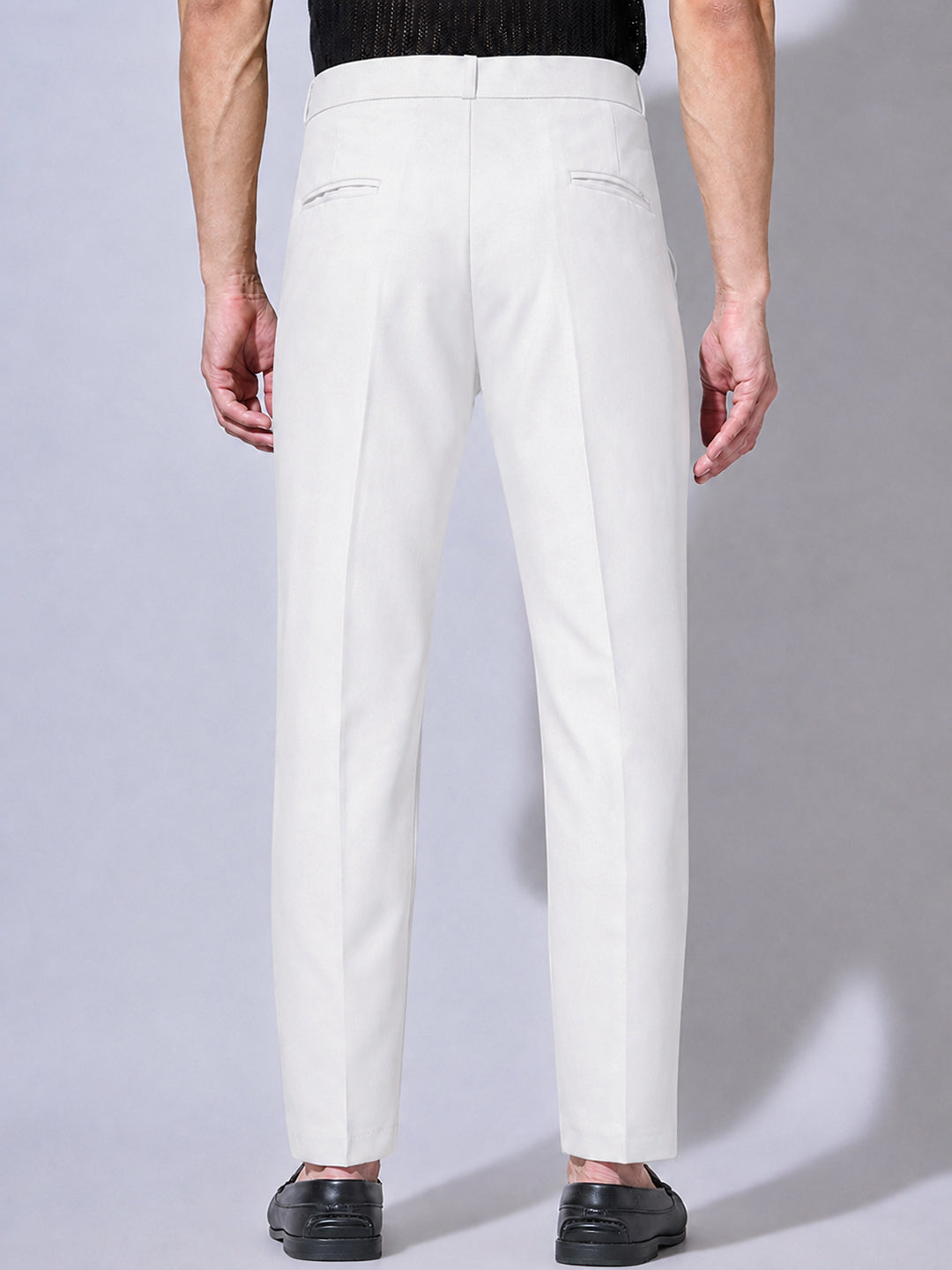 Men’s White Striaght Fit Pleated Formal Trousers