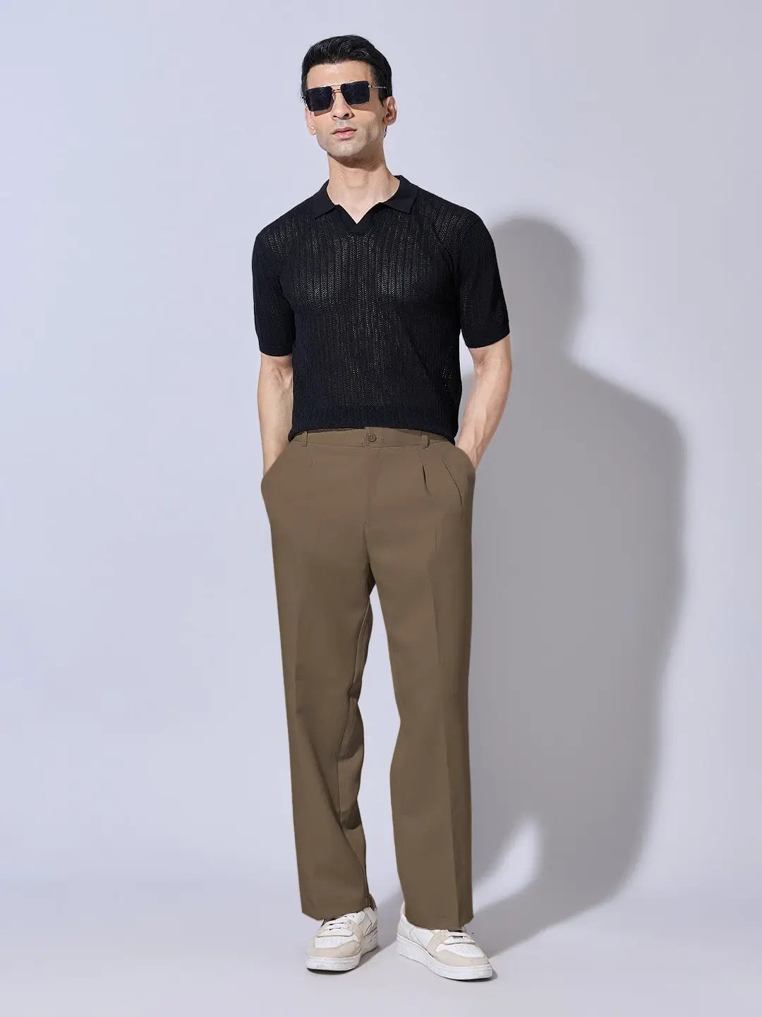 Men's Khaki Korean Baggy Fit Trousers