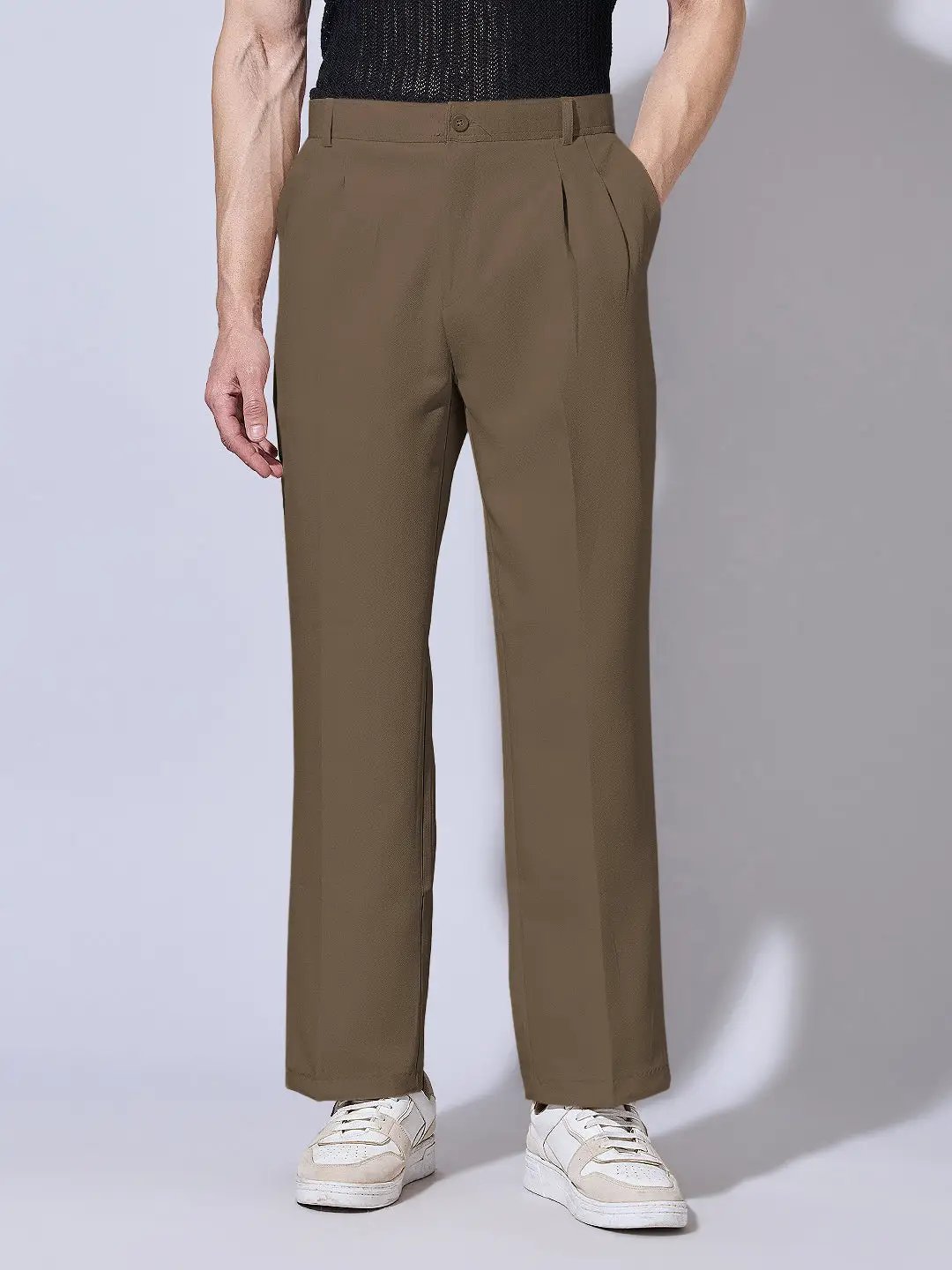 Men's Khaki Korean Baggy Fit Trousers