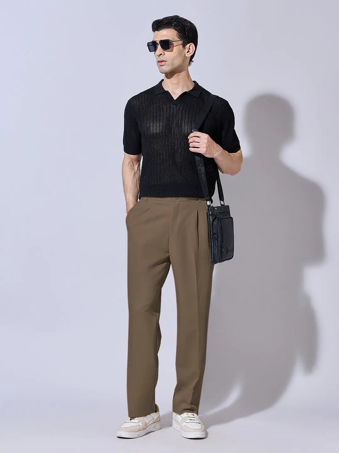 Men's Khaki Korean Baggy Fit Trousers