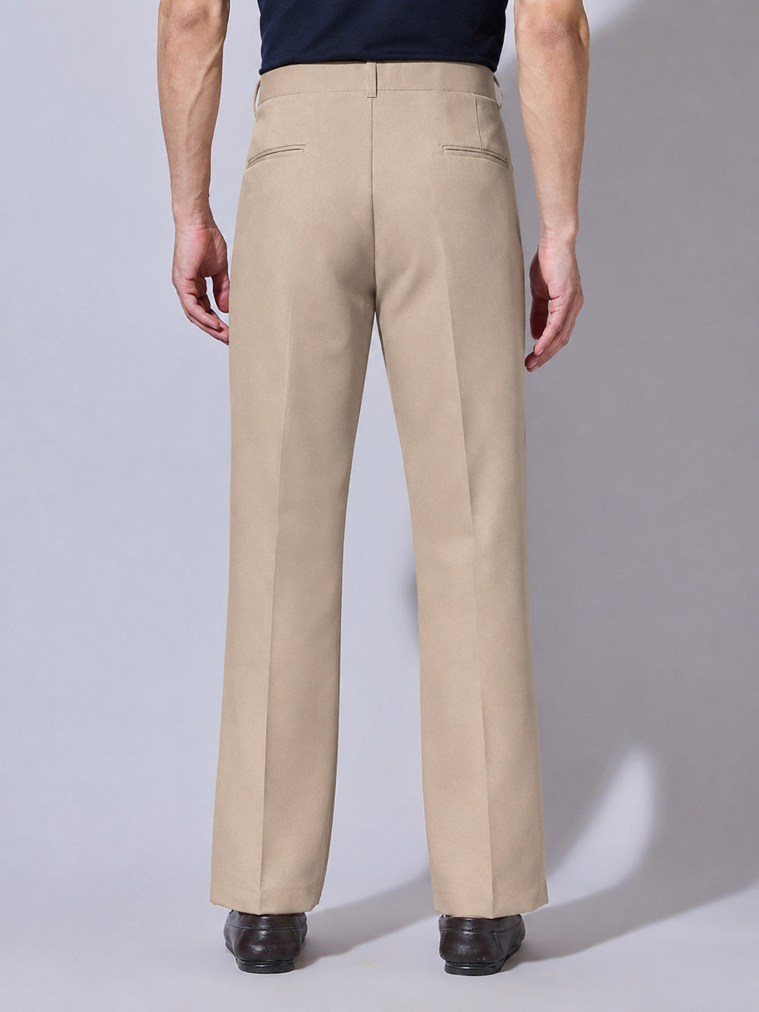 Men’s Beige Regular Fit Formal Trousers