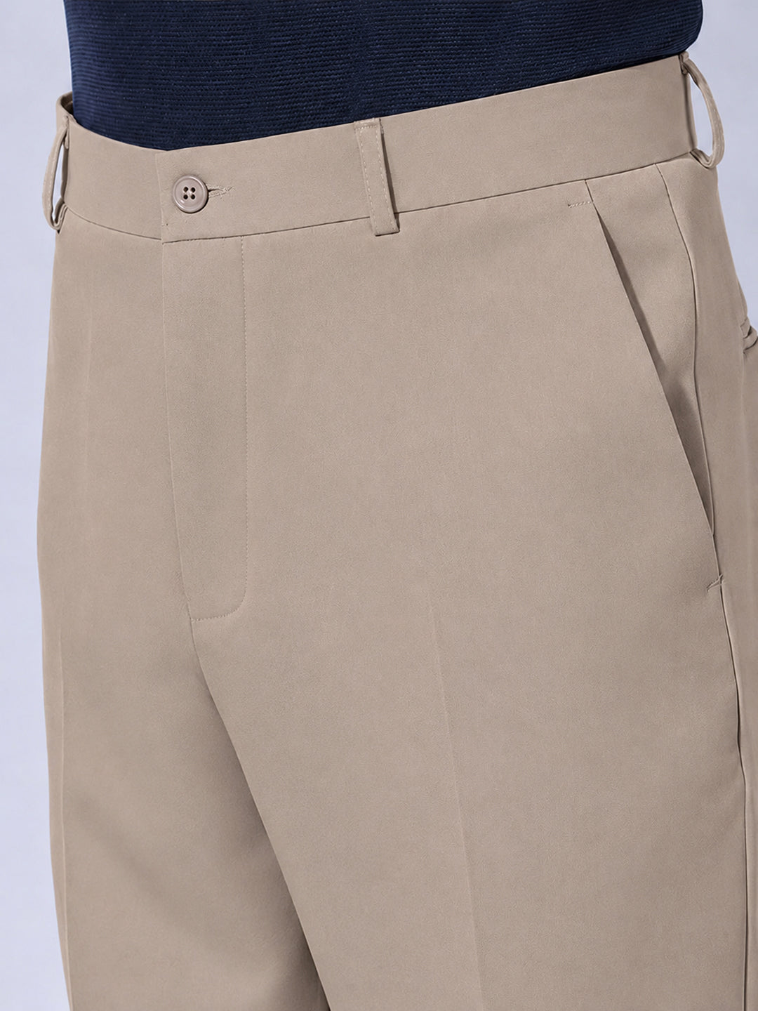 Men’s Beige Regular Fit Formal Trousers