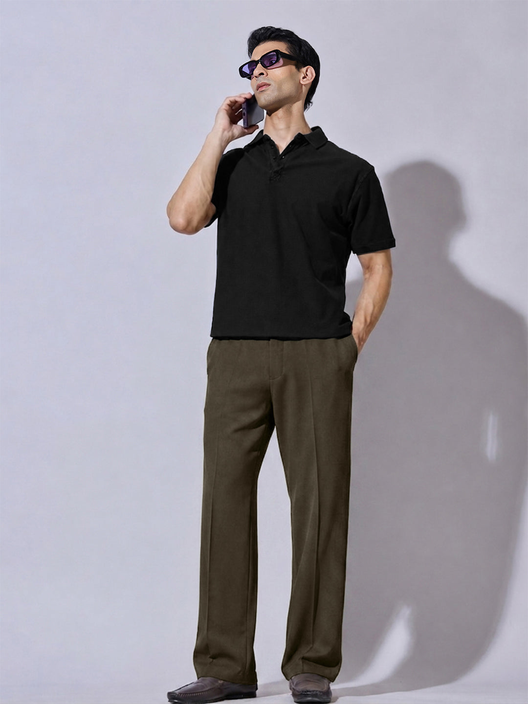 Men’s Olive Regular Fit Formal Trousers