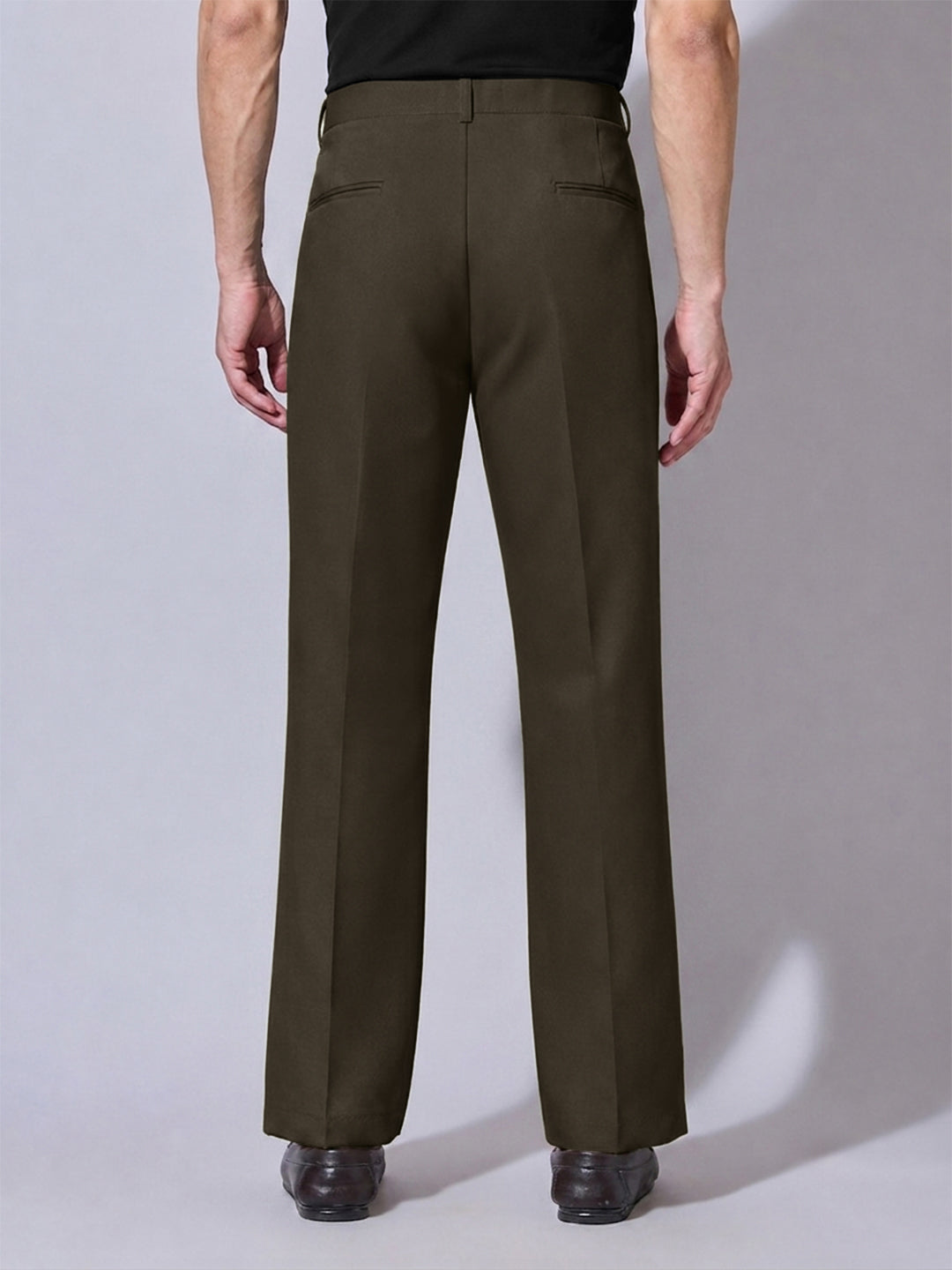 Men’s Olive Regular Fit Formal Trousers