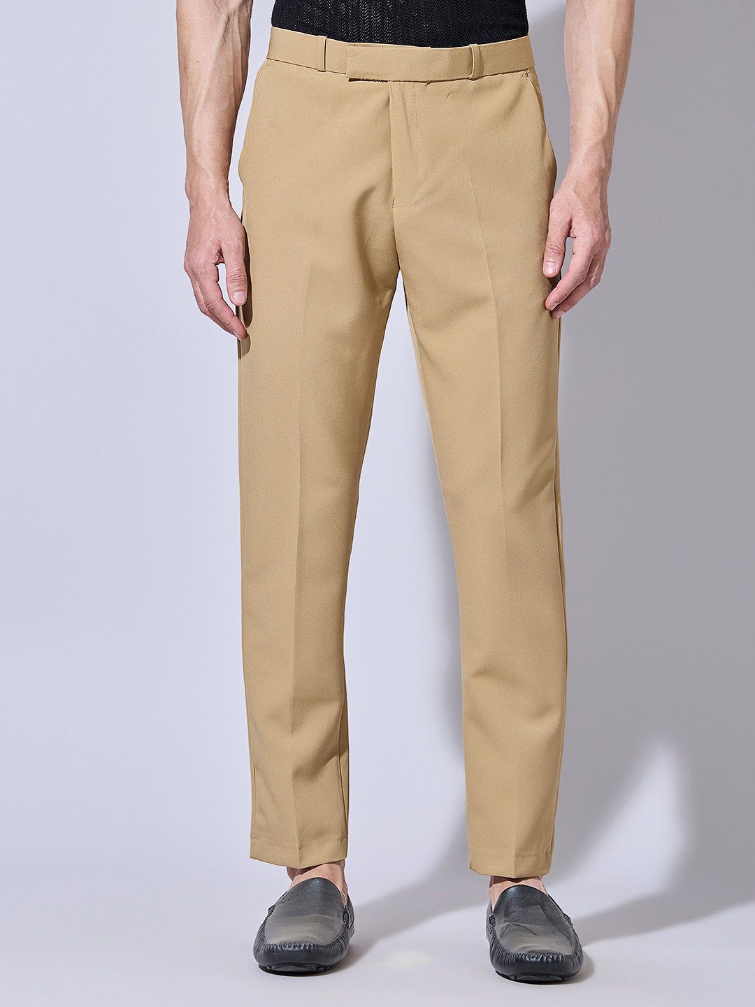 Men's Beige Straight Fit Trousers