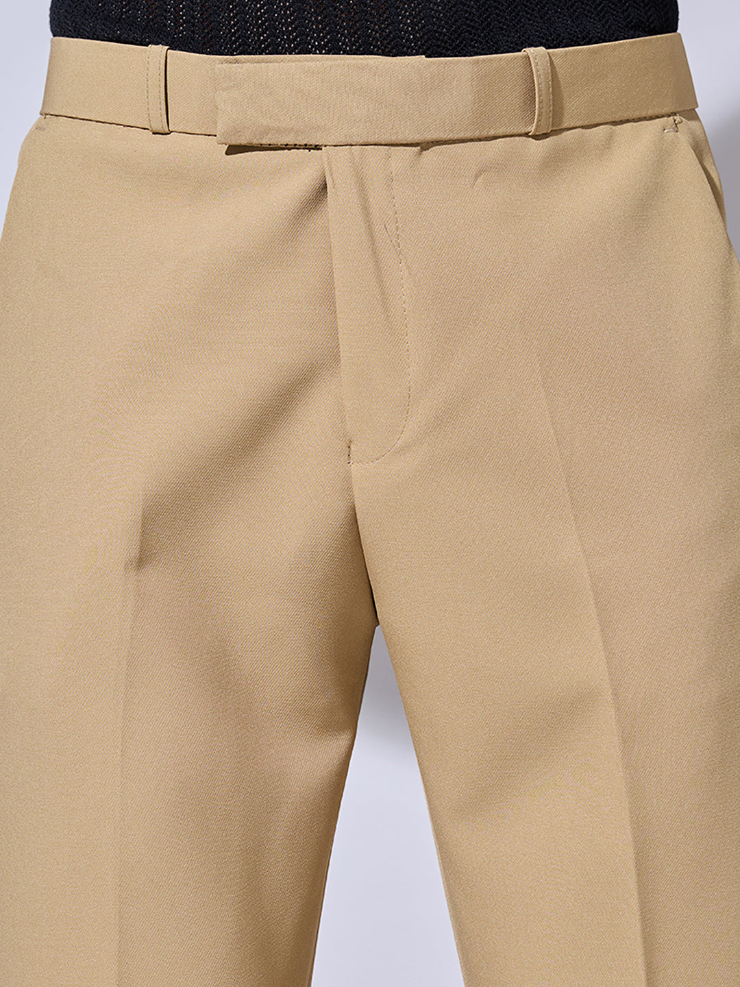 Men's Beige Straight Fit Trousers