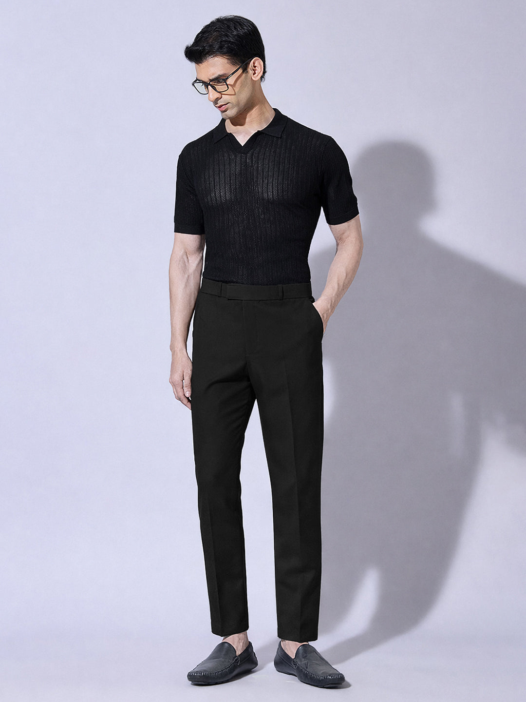 Men's Black Straight Fit Trousers