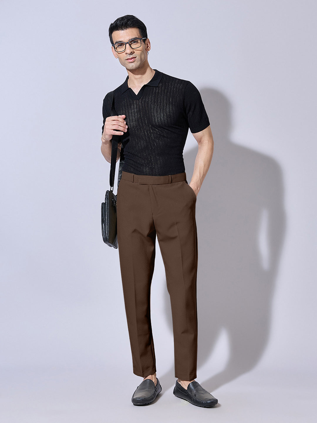 Men's Brown Straight Fit Trousers