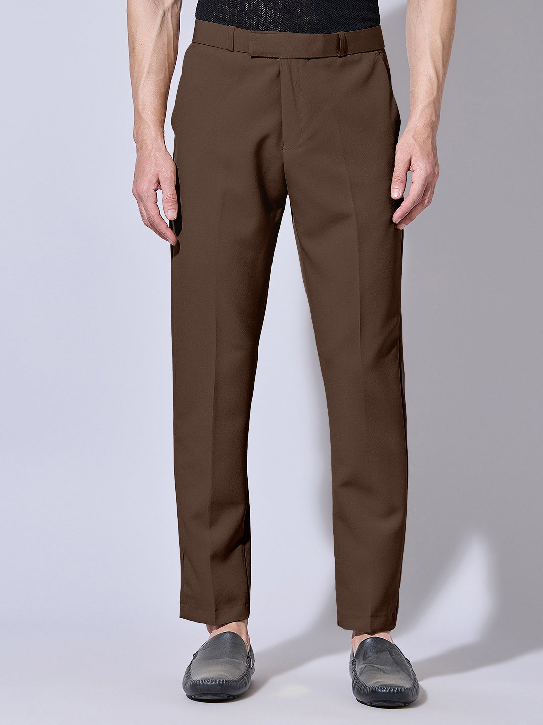 Men's Brown Straight Fit Trousers