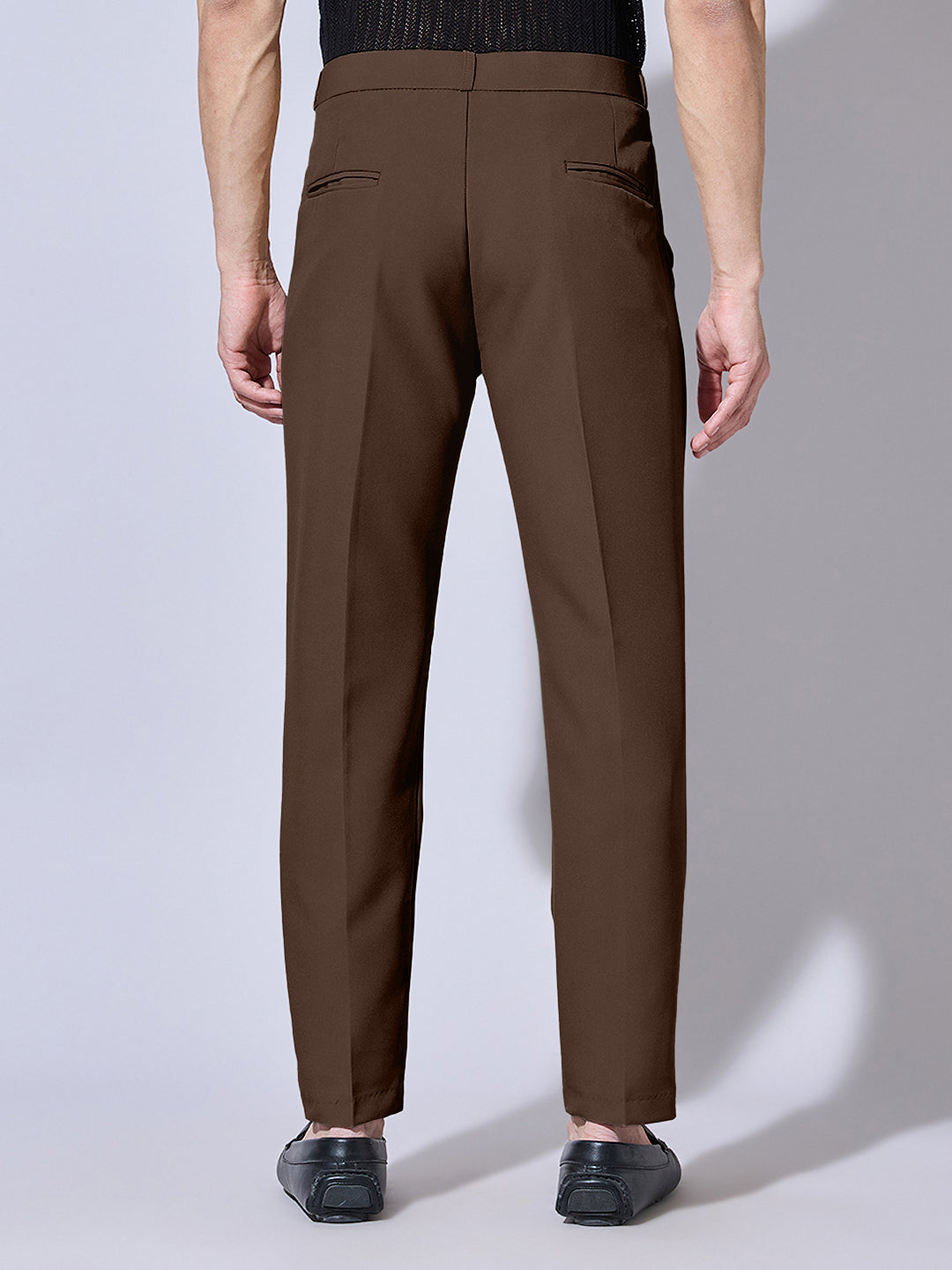 Men's Brown Straight Fit Trousers