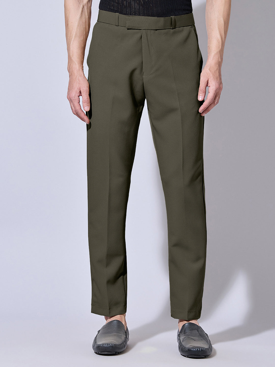 Men's Green Straight Fit Trousers