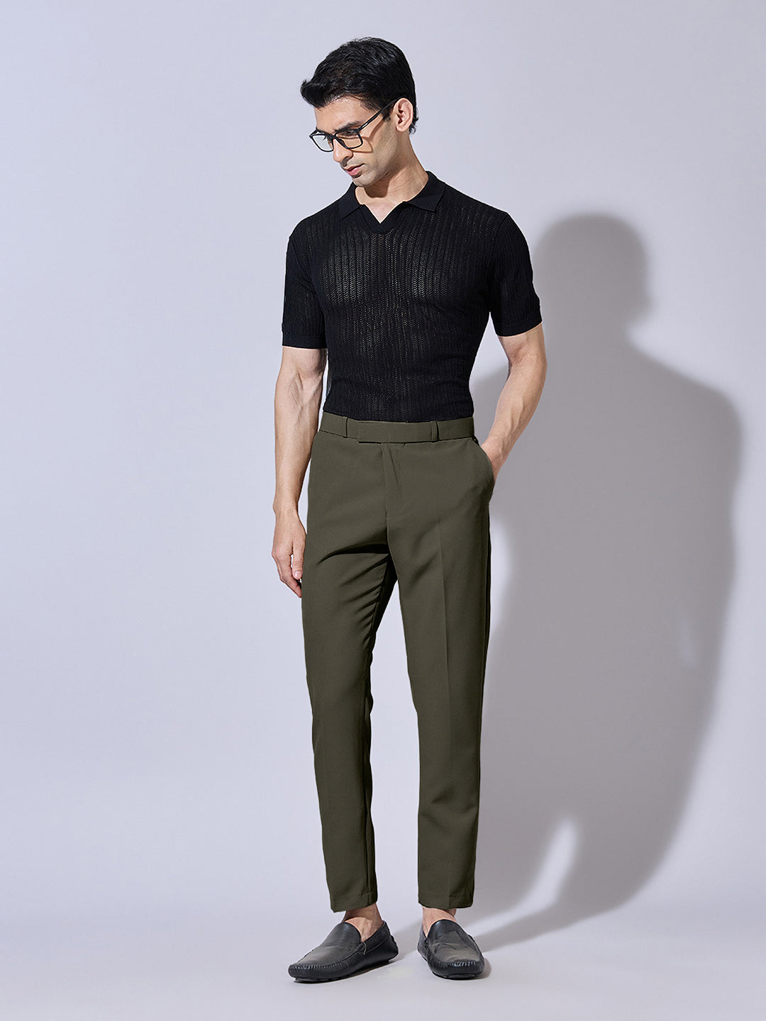 Men's Green Straight Fit Trousers