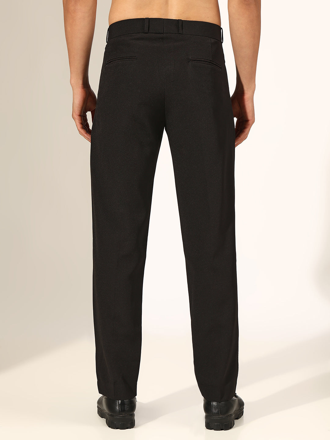 Men's Pleated Black Straight Fit Formal Korean Trouser