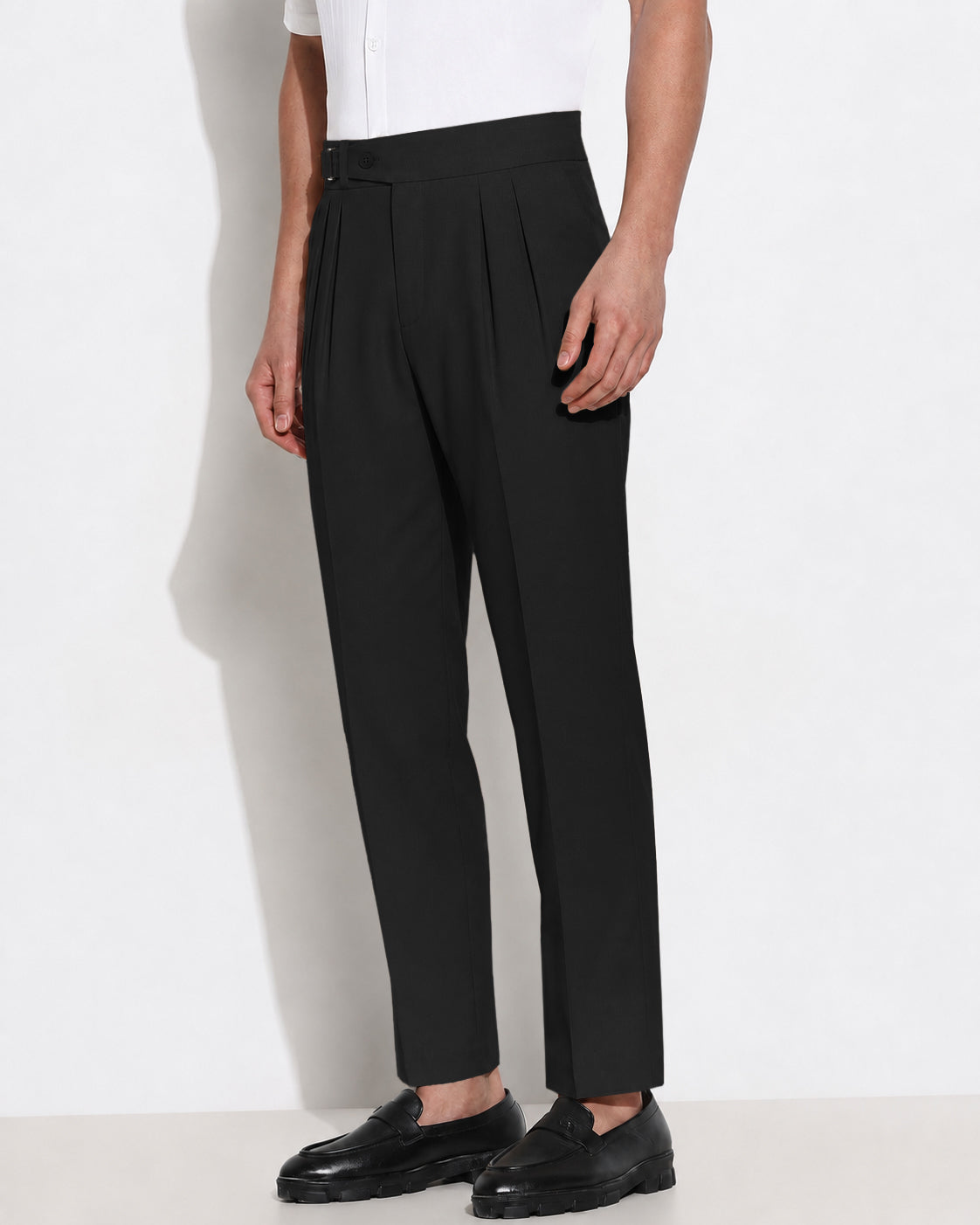 Men’s Black Slim Fit Pleated Formal Trousers