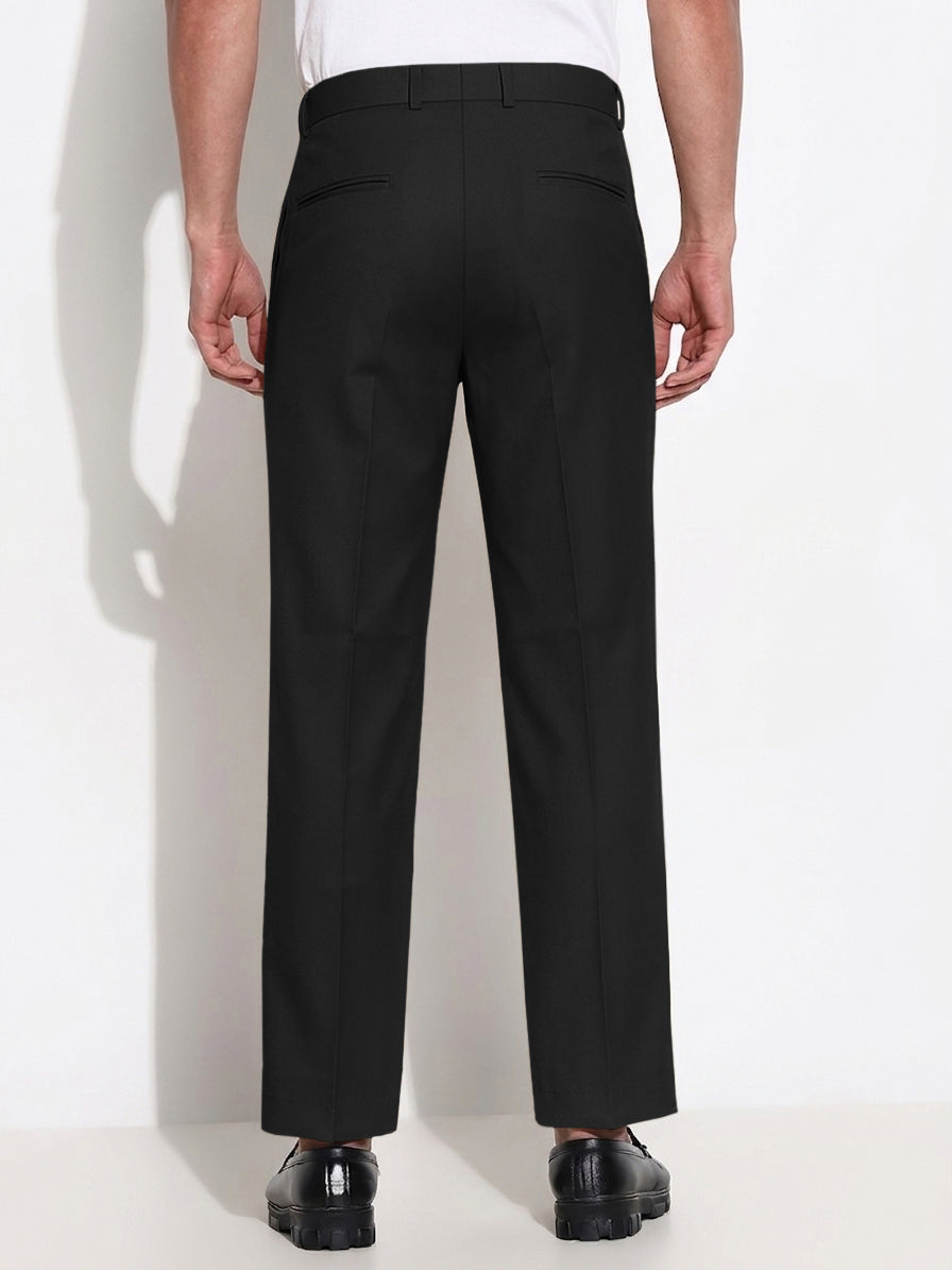 Men’s Black Slim Fit Pleated Formal Trousers