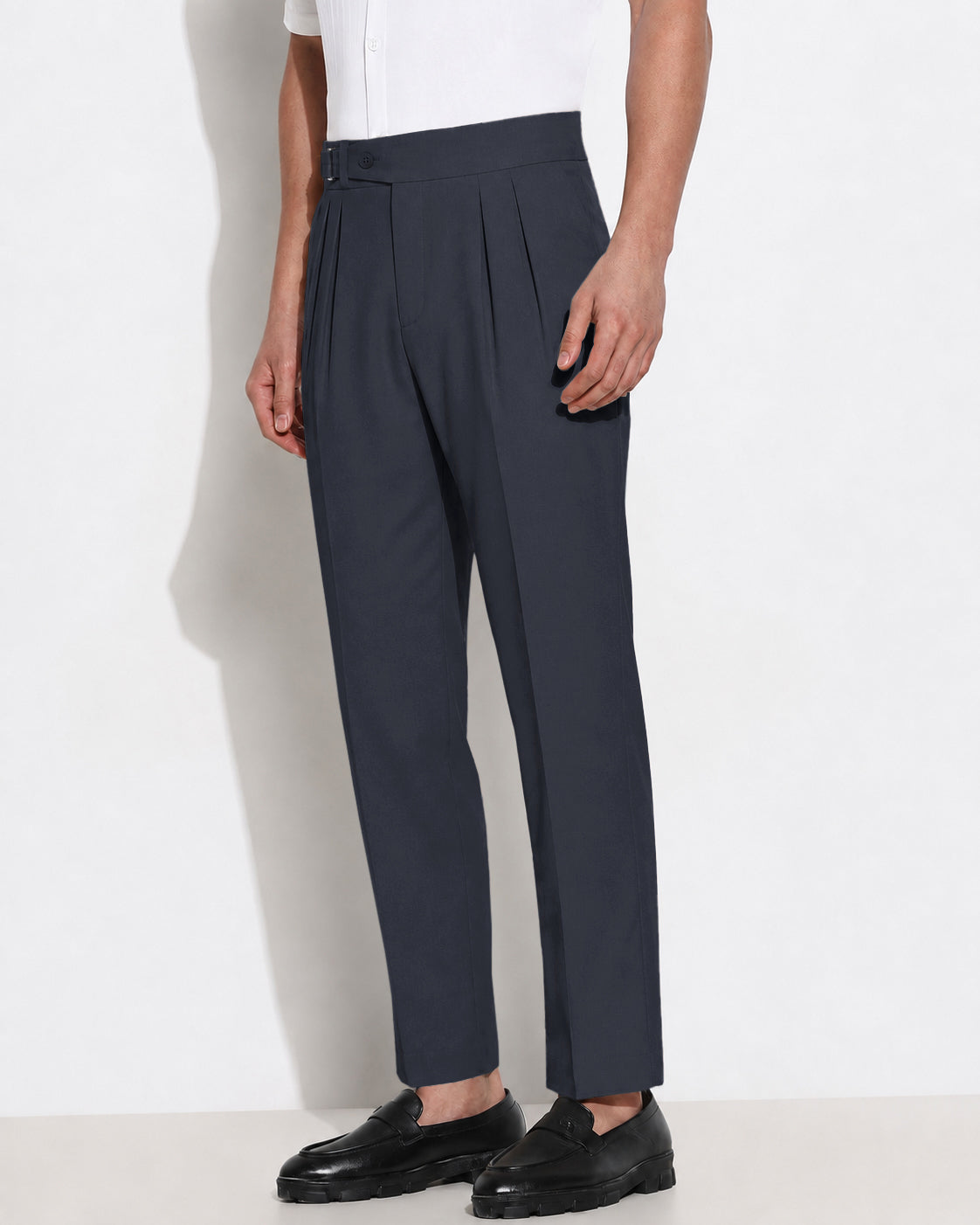 Men’s Blue Slim Fit Pleated Formal Trousers