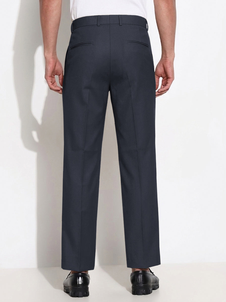 Men’s Blue Slim Fit Pleated Formal Trousers