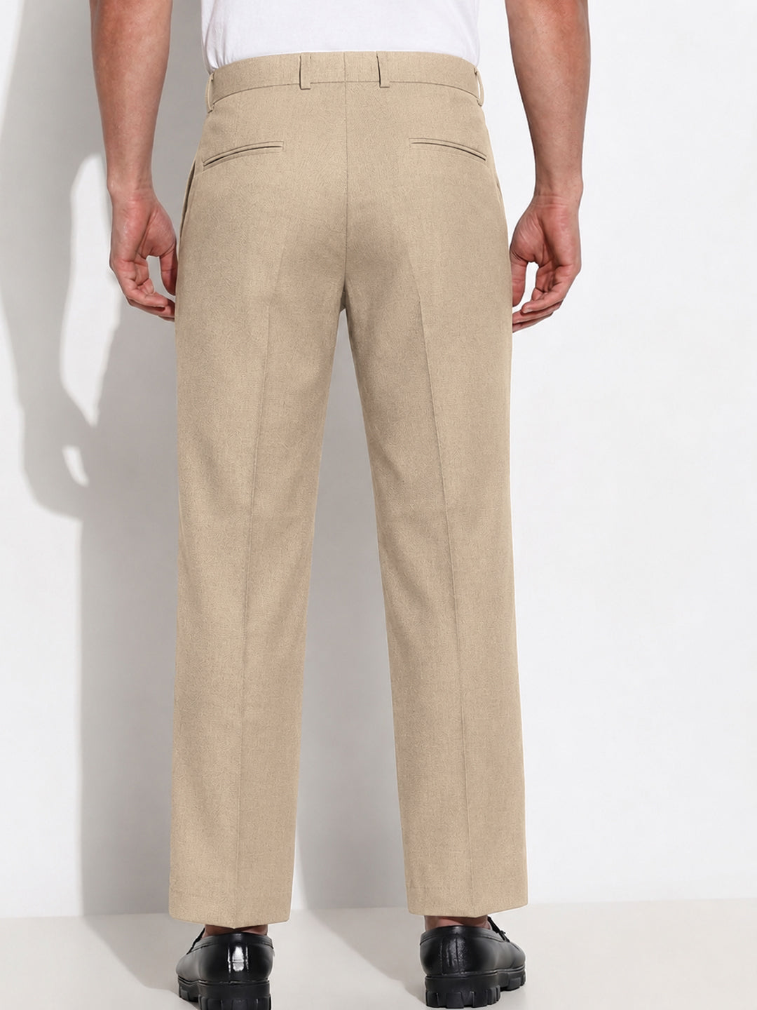 Men’s Brown Slim Fit Pleated Formal Trousers