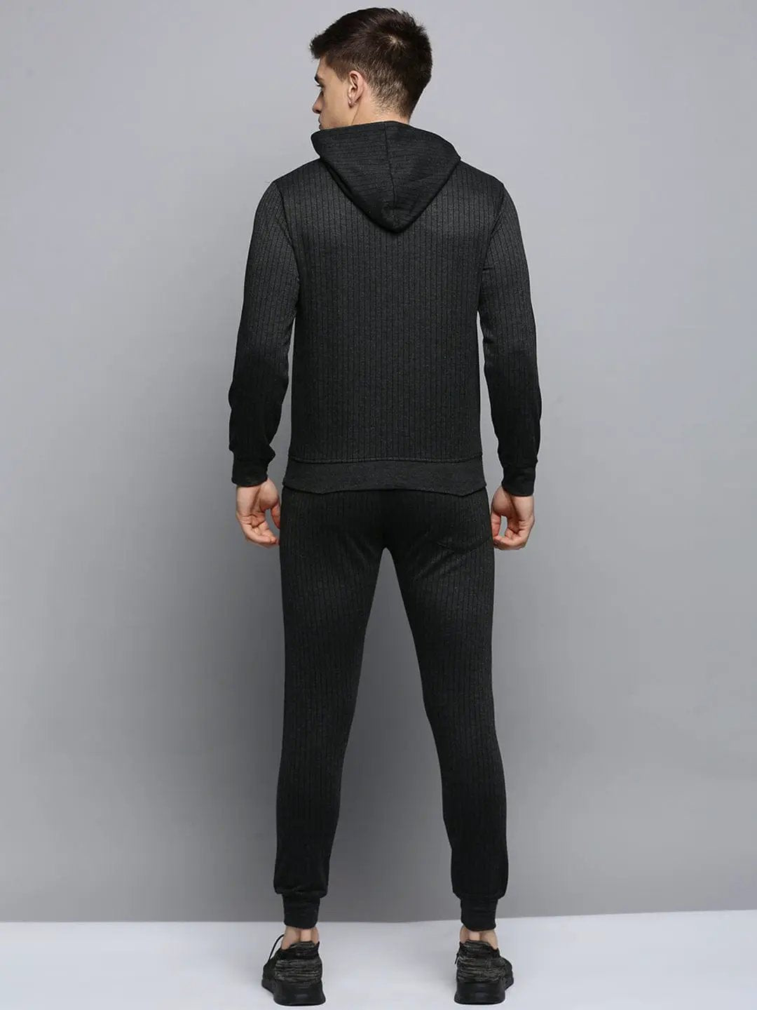 Men's Hooded Striped Grey Tracksuit