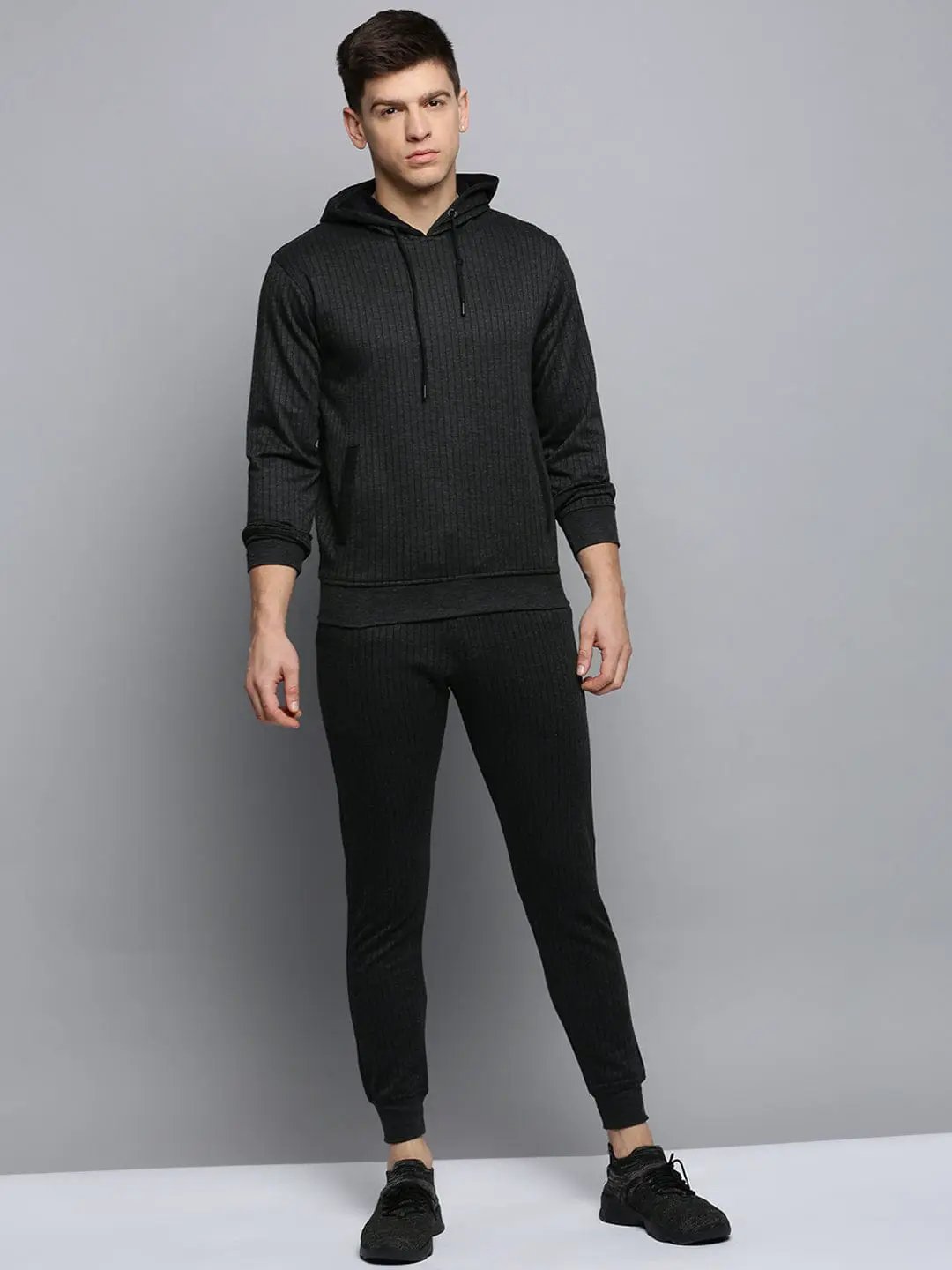 Men's Hooded Striped Grey Tracksuit
