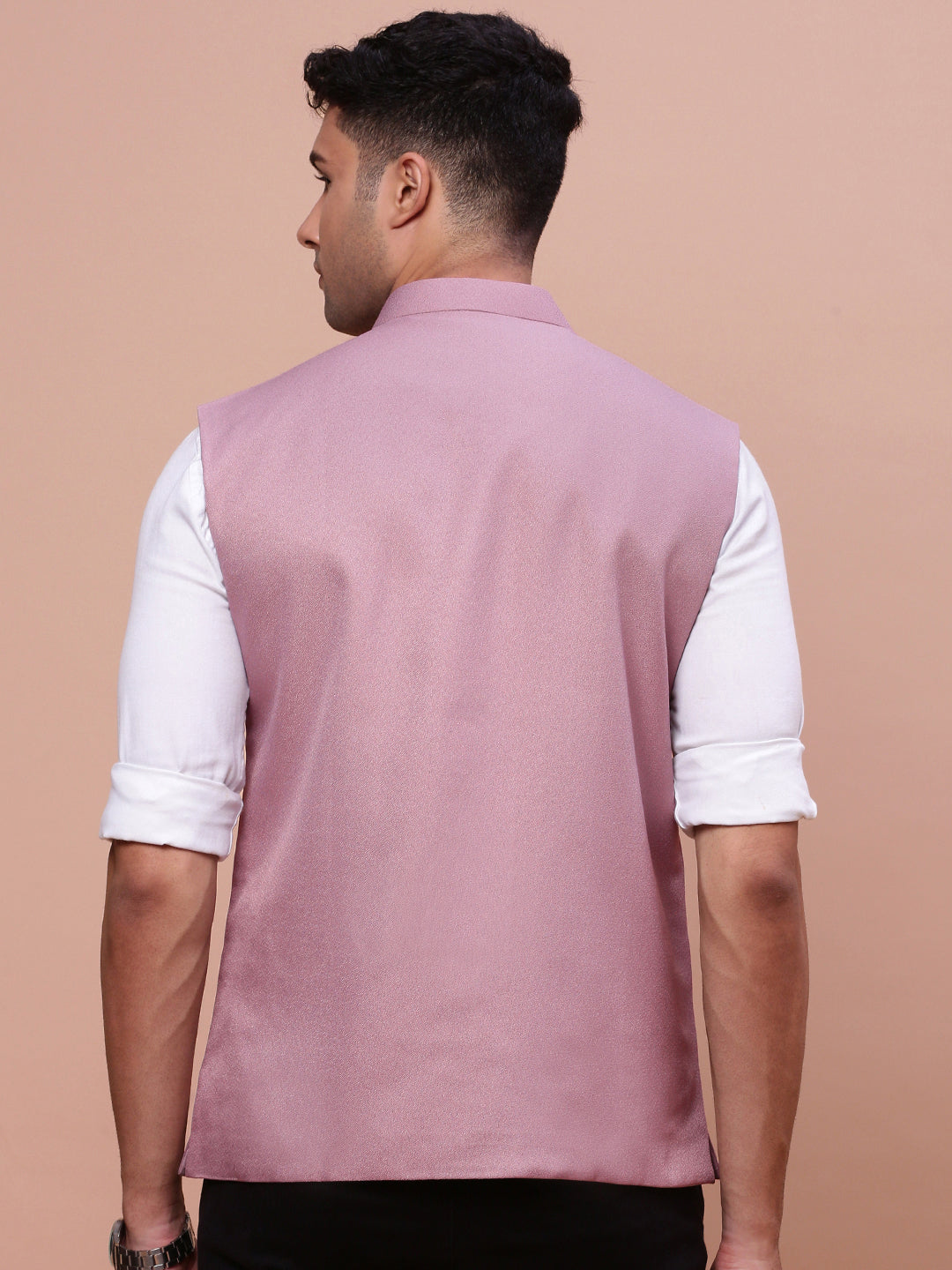 Men Solid Lavender Slim Fit Nehru Jacket