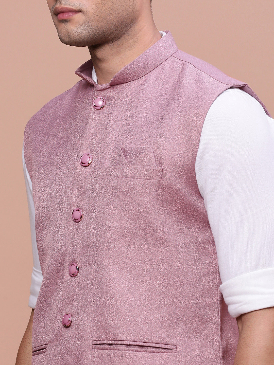 Men Solid Lavender Slim Fit Nehru Jacket