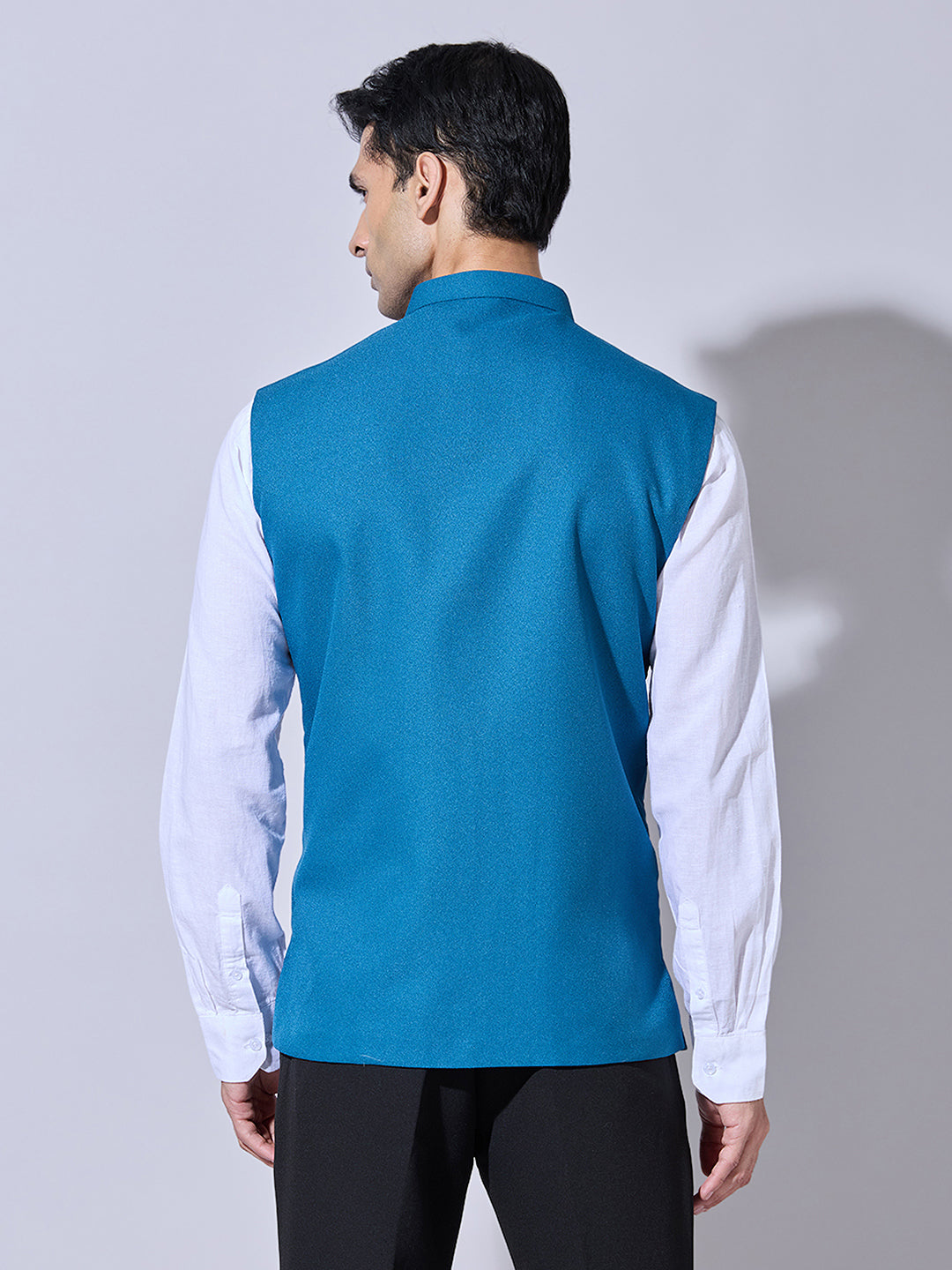 Men's Solid Teal Nehru Jacket